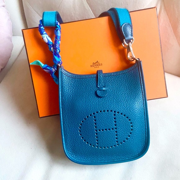 Hermes Handbags - Hermes mini Evelyne With Matching Hermes Twilly